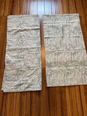 Set Pottery Barn Alessandra Scroll Drapes 50 x 84 Sage Green Pair Lined Blackout